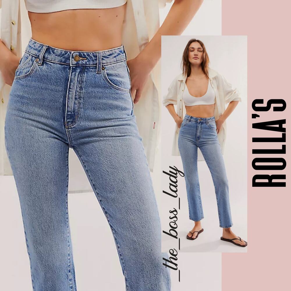 Free People x Rollas straight jeans cotton boho high rise casual cozy 30